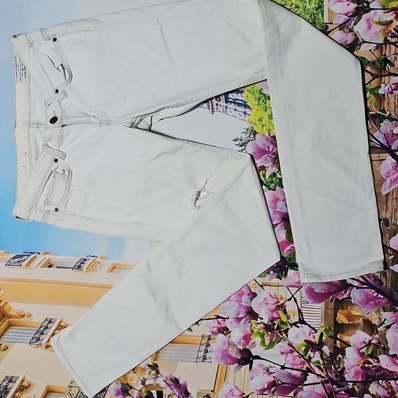 All Saints White Distressed Textured Low Waisted Skinny Jeans Size 28x34 - Picture 3 of 8
